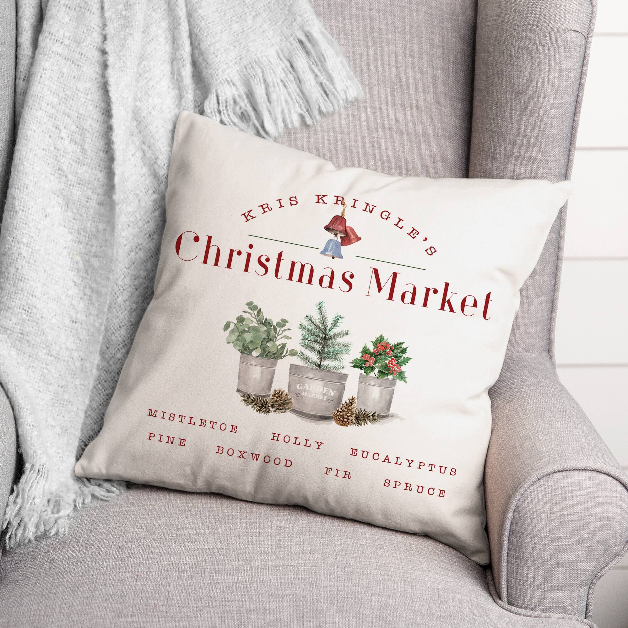 Kringle's Christmas Market Throw Pillow